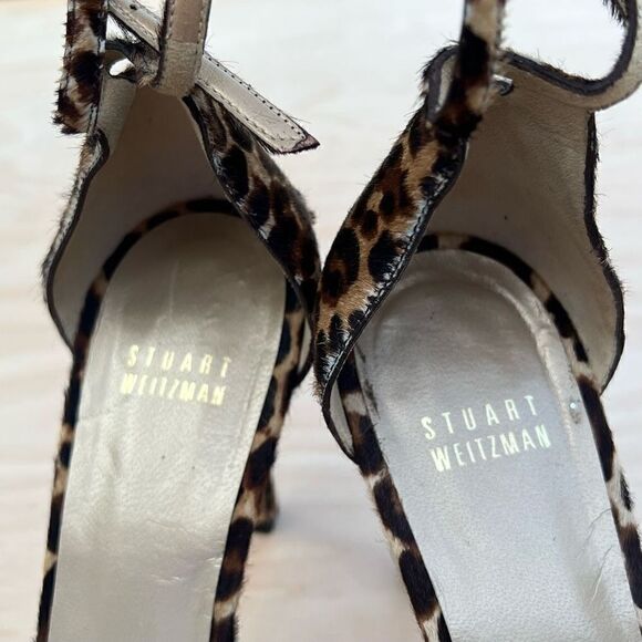 Stuart Weitzman Nudist Heels Sandal Leopard Print Calf Hair womens size 9 - Picture 12 of 12